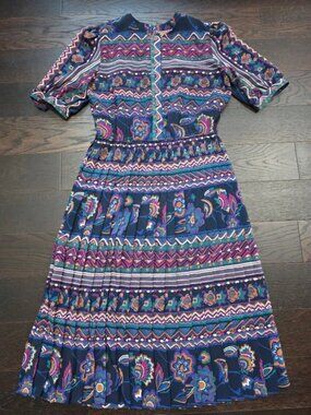 Vintage 1980's Lady Carol Pleated Long Dress Size Medium